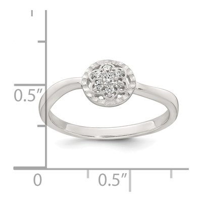 Sterling Silver CZ Flower Ring – view 6