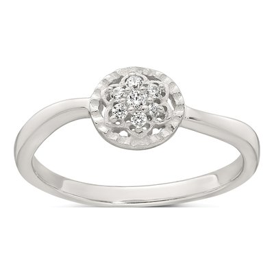Sterling Silver CZ Flower Ring