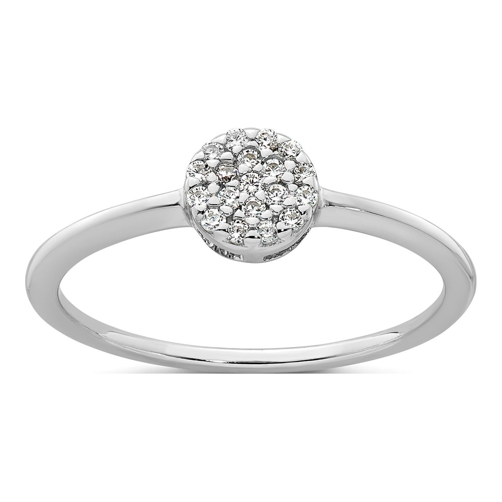 Sterling Silver Rhodium-Plated Polished Pave Cz Circle Size 6 Ring