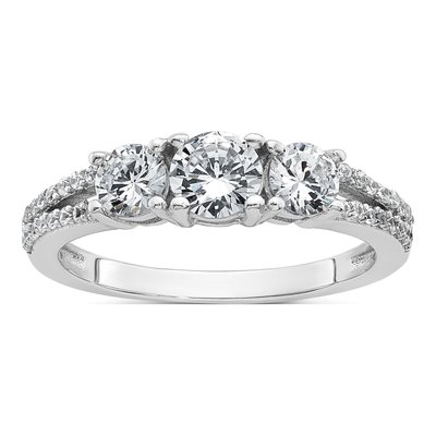 Sterling Silver CZ Three Ring