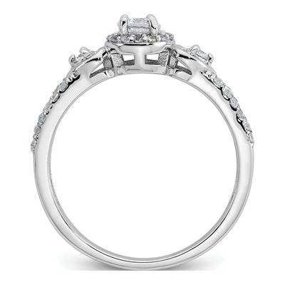 Sterling Silver CZ Halo Heart Split Shank Ring – view 3
