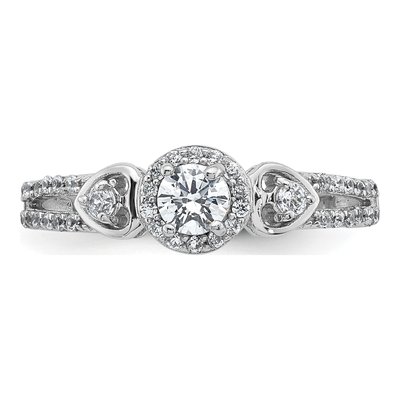 Sterling Silver CZ Halo Heart Split Shank Ring – view 5
