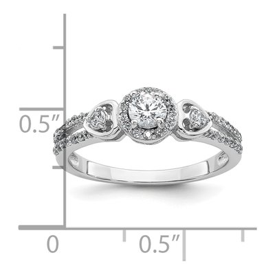 Sterling Silver CZ Halo Heart Split Shank Ring – view 6