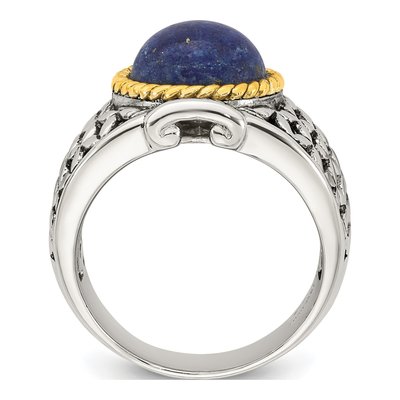 Gold-Plated Sterling Silver Lapis Cabochon Woven Ring – view 3