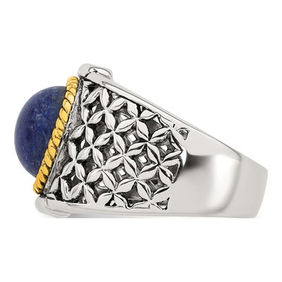 Gold-Plated Sterling Silver Lapis Cabochon Woven Ring – view 4