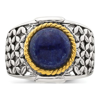 Gold-Plated Sterling Silver Lapis Cabochon Woven Ring – view 5