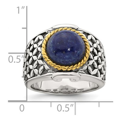 Gold-Plated Sterling Silver Lapis Cabochon Woven Ring – view 6
