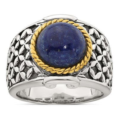 Gold-Plated Sterling Silver Lapis Cabochon Woven Ring