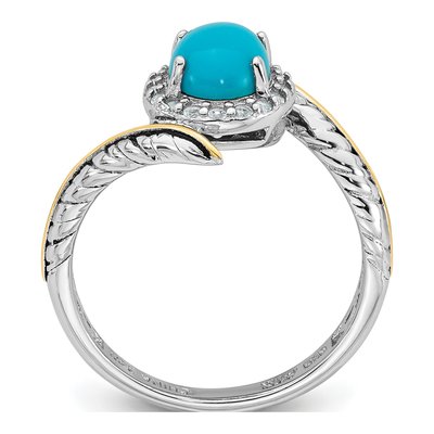 Sterling Silver & 14K Gold White Topaz Feather Ring – view 3