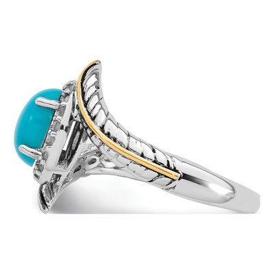 Sterling Silver & 14K Gold White Topaz Feather Ring – view 4