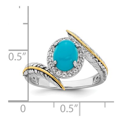 Sterling Silver & 14K Gold White Topaz Feather Ring – view 6