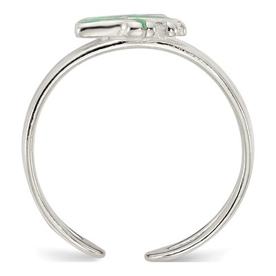Sterling Silver Green Enamel Frog Toe Ring – view 3