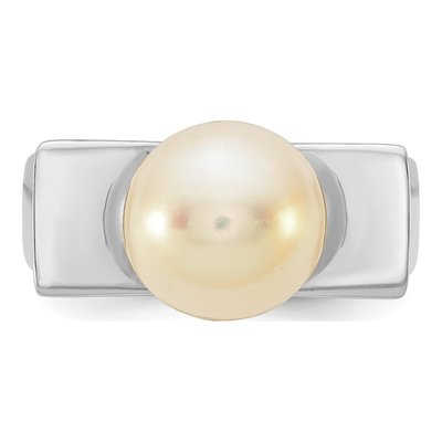 Sterling Silver Freshwater Cultured Pearl Button Ring – view 4