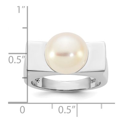 Sterling Silver Freshwater Cultured Pearl Button Ring – view 5