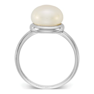 Sterling Silver Freshwater Cultured Pearl Button Ring – view 2