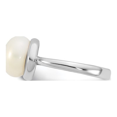 Sterling Silver Freshwater Cultured Pearl Button Ring – view 3