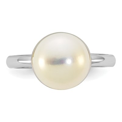 Sterling Silver Freshwater Cultured Pearl Button Ring – view 4