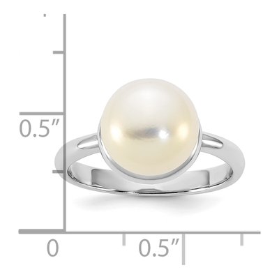 Sterling Silver Freshwater Cultured Pearl Button Ring – view 5