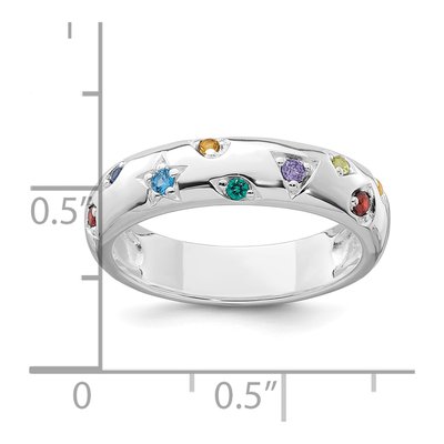 Sterling Silver CZ Multicolor Geometric Ring – view 6