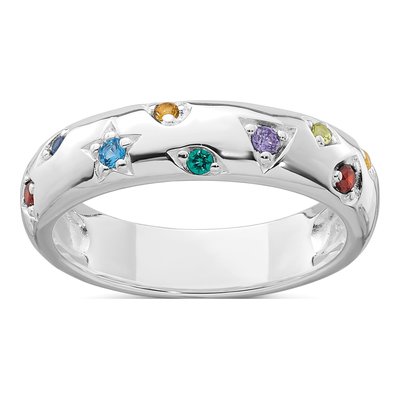Sterling Silver CZ Multicolor Geometric Ring