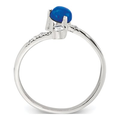 Sterling Silver Opal & CZ Bypass Ring – view 3
