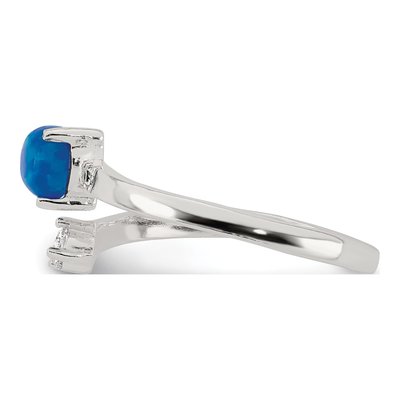 Sterling Silver Opal & CZ Bypass Ring – view 4