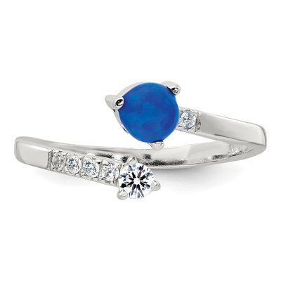 Sterling Silver Opal & CZ Bypass Ring – view 5
