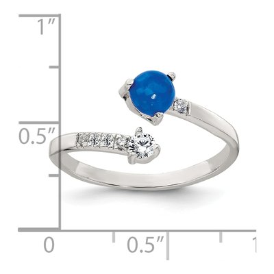 Sterling Silver Opal & CZ Bypass Ring – view 6