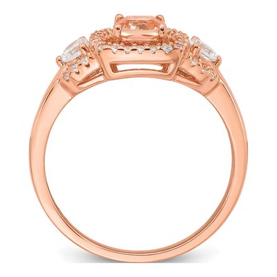 Rose Gold-Plated Sterling Silver CZ Halo Ring – view 3