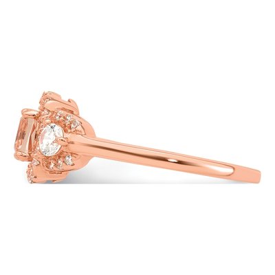 Rose Gold-Plated Sterling Silver CZ Halo Ring – view 4