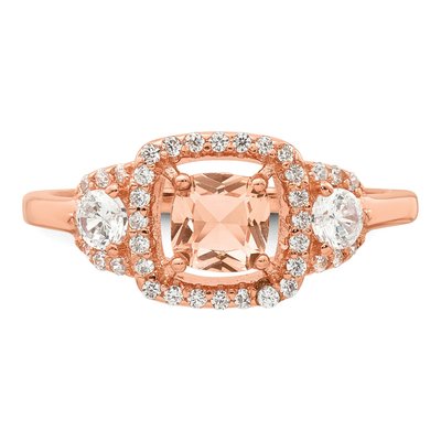 Rose Gold-Plated Sterling Silver CZ Halo Ring – view 5