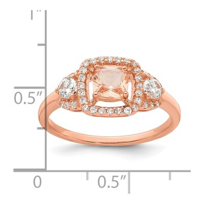Rose Gold-Plated Sterling Silver CZ Halo Ring – view 6