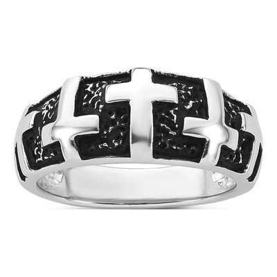 Men's Sterling Silver Multi-Cross Ring