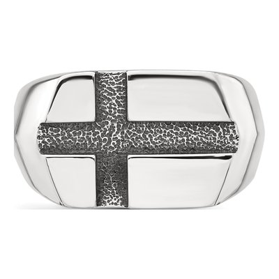 Men's Sterling Silver Antiqued Cross Ring – view 5