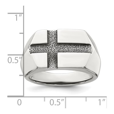 Men's Sterling Silver Antiqued Cross Ring – view 6