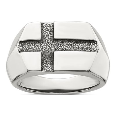 Men's Sterling Silver Antiqued Cross Ring