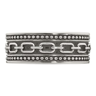 Men's Sterling Silver Antiqued Link Ring – view 4