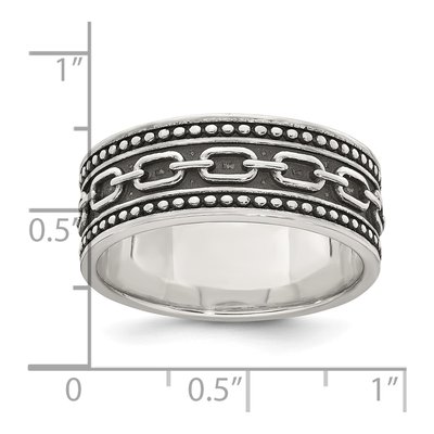 Men's Sterling Silver Antiqued Link Ring – view 5