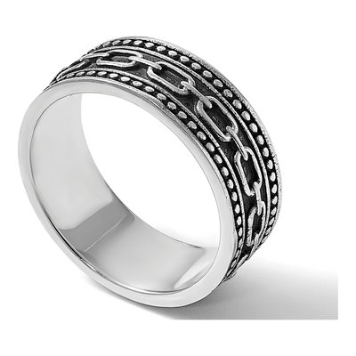 Men's Sterling Silver Antiqued Link Ring – view 7