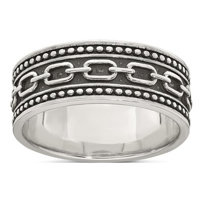 Men's Sterling Silver Antiqued Link Ring