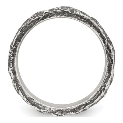 Men's Sterling Silver 6.1mm Antiqued Nugget Band – view 3