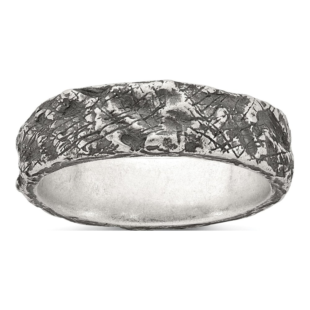 Sterling Silver Antiqued And Textured Nugget Mens Size 9 Band Ring
