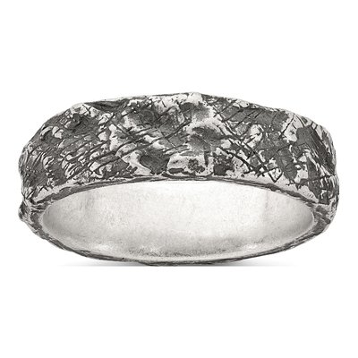 Men's Sterling Silver 6.1mm Antiqued Nugget Band
