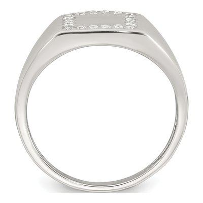 Men's Sterling Silver CZ Signet Ring – view 3