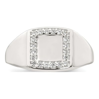 Men's Sterling Silver CZ Signet Ring – view 5