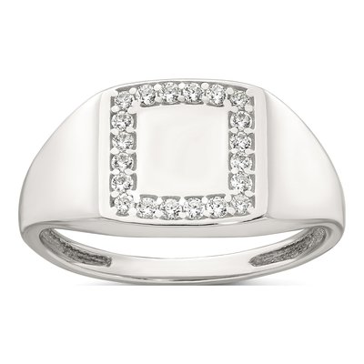 Men's Sterling Silver CZ Signet Ring
