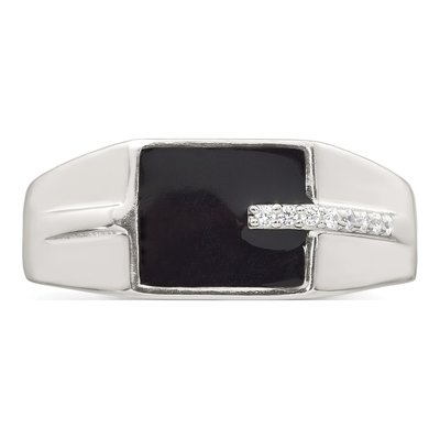 Men's Sterling Silver CZ Enamel Signet Ring – view 5