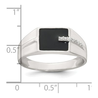 Men's Sterling Silver CZ Enamel Signet Ring – view 6