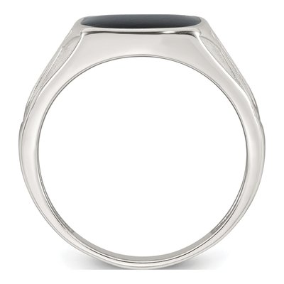 Men's Sterling Silver Black Enamel Signet Ring – view 3