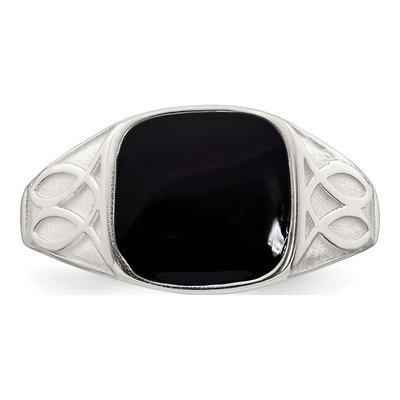 Men's Sterling Silver Black Enamel Signet Ring – view 5